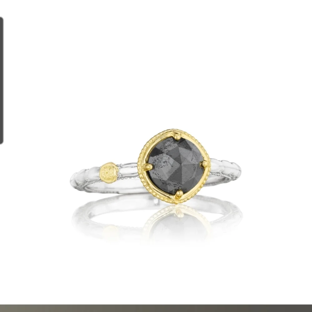 TACORI Sterling Silver and 18kt Gold Simply Gem Ring Hematite Gemstone Size 7 - Picture 1 of 3